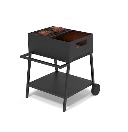 Мангал Везувий "Турист" №2 с чугунной решеткой "СТЕЙК" на подставке